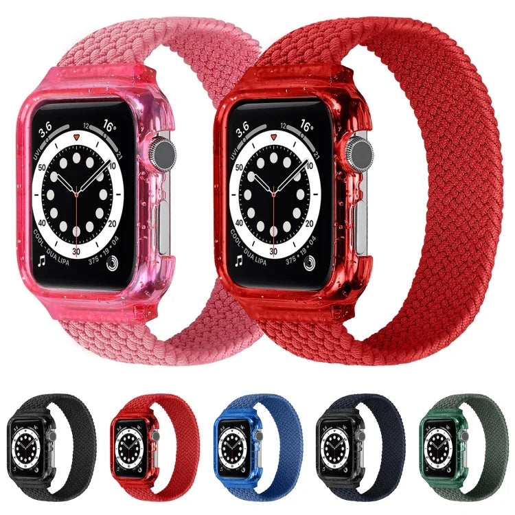 編織替換腕帶錶帶附框架，適用於 Apple Watch Series 6 & SE & 5 & 4 44mm / 3 & 2 & 1 42mm，128mm、135mm、140mm、145mm、150mm、155mm、160mm、165mm