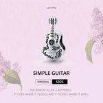 S925純銀簡約吉他珠DIY手鍊項鍊配件，吉他