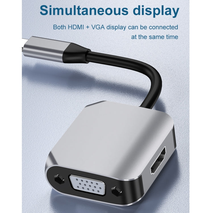HW-6002 2合1 Type-C / USB-C轉HDMI + VGA轉接器，HW-6002