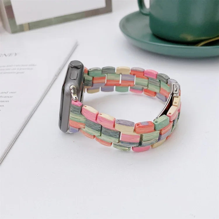 木珠編織錶帶 適用於 Apple Watch Series 6 & SE & 5 & 4 44mm / 3 & 2 & 1 42mm，適用於 Apple Watch Ultra 49mm / Series 8&7 45mm / SE 2&6&SE&5&4 44mm / 3&2&1 42mm