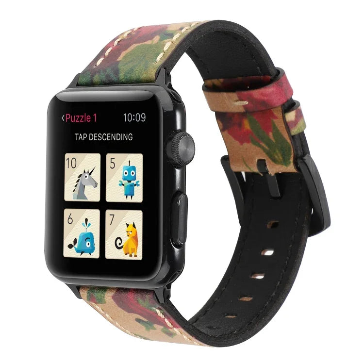 復古頭層牛皮真皮錶帶 適用於 Apple Watch Series 6 & SE & 5 & 4 40mm / 3 & 2 & 1 38mm，適用於 Apple Watch Series 8&7 41mm / SE 2&6&SE&5&4 40mm / 3&2&1 38mm，適用於 Apple Watch Series 7 41mm / 6 & SE & 5 & 4 40mm / 3 & 2 & 1 38mm