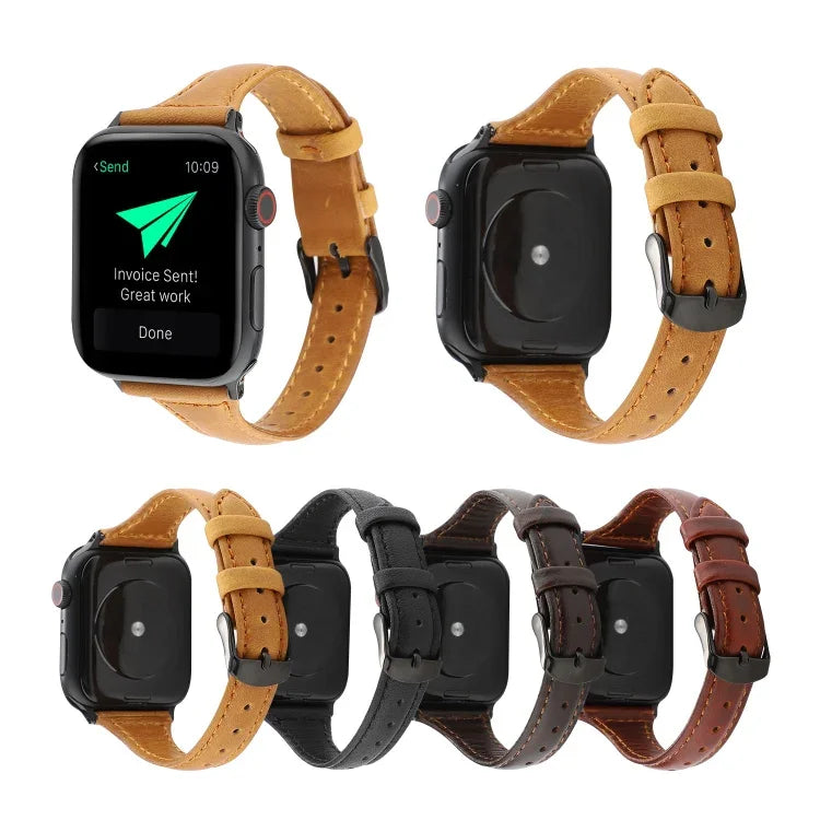 瘋馬紋真皮錶帶，適用於 Apple Watch Series 7 41mm / 6 & SE & 5 & 4 40mm / 3 & 2 & 1 38mm，適用於 Apple Watch Series 8&7 41mm / SE 2&6&SE&5&4 40mm / 3&2&1 38mm