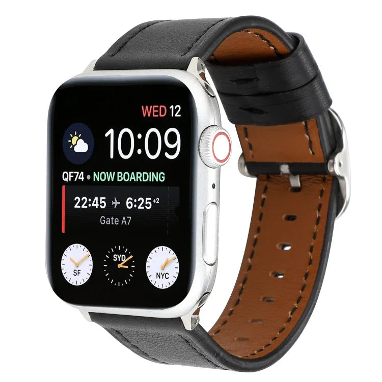 現代風格扣環真皮錶帶，適用於 Apple Watch Series 7 41mm / 6 & SE & 5 & 4 40mm / 3 & 2 & 1 38mm，適用於 Apple Watch Series 7 45mm / 6 & SE & 5 & 4 44mm / 3 & 2 & 1 42mm