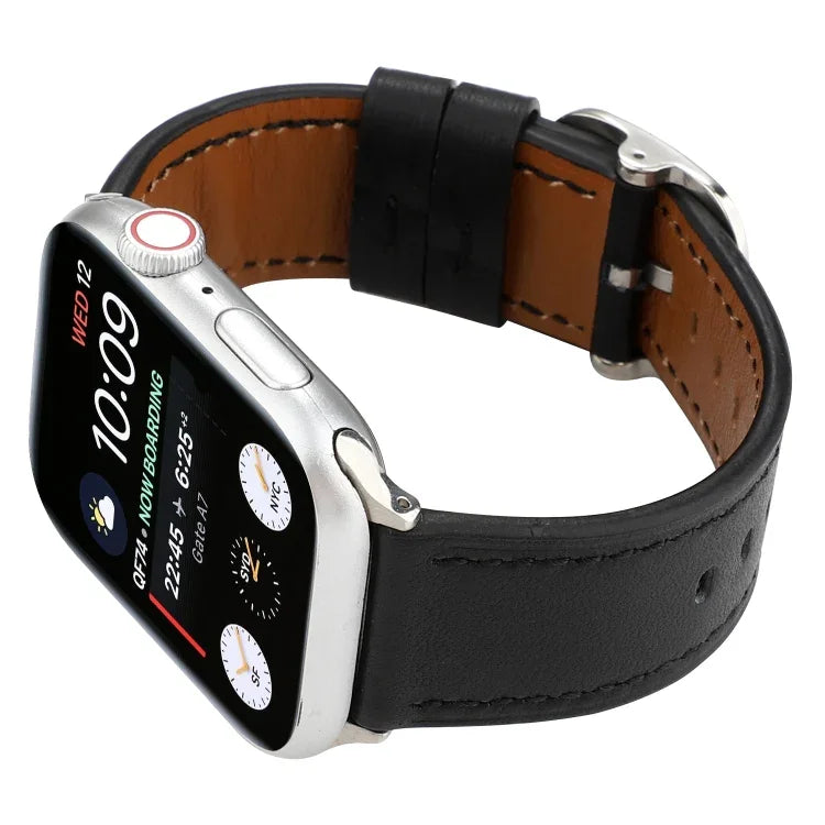 現代風格扣環真皮錶帶，適用於 Apple Watch Series 7 41mm / 6 & SE & 5 & 4 40mm / 3 & 2 & 1 38mm，適用於 Apple Watch Series 7 45mm / 6 & SE & 5 & 4 44mm / 3 & 2 & 1 42mm