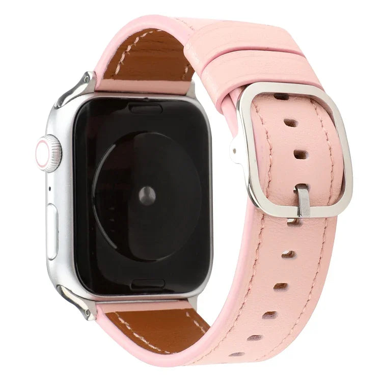 現代風格扣環真皮錶帶，適用於 Apple Watch Series 7 41mm / 6 & SE & 5 & 4 40mm / 3 & 2 & 1 38mm，適用於 Apple Watch Series 7 45mm / 6 & SE & 5 & 4 44mm / 3 & 2 & 1 42mm