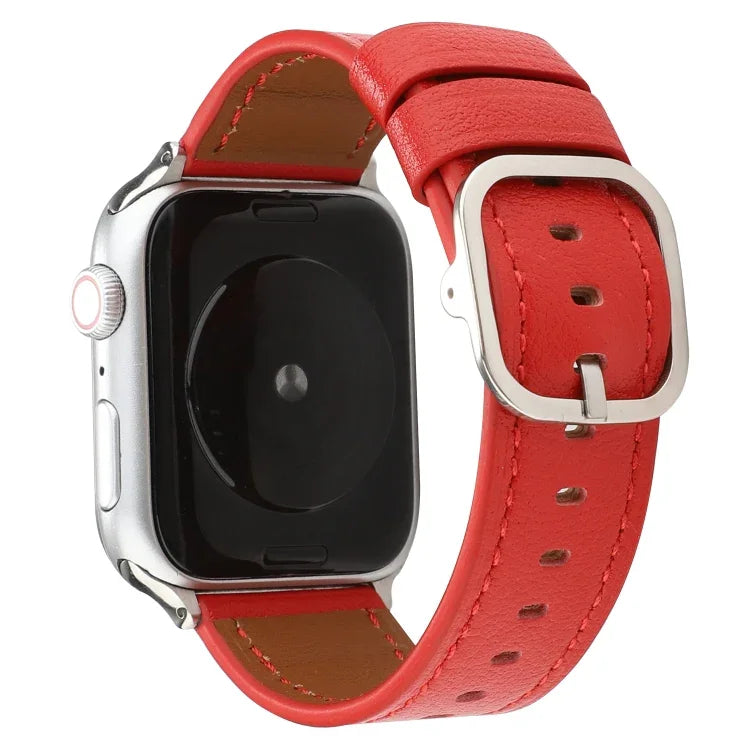 現代風格扣環真皮錶帶，適用於 Apple Watch Series 7 41mm / 6 & SE & 5 & 4 40mm / 3 & 2 & 1 38mm，適用於 Apple Watch Series 7 45mm / 6 & SE & 5 & 4 44mm / 3 & 2 & 1 42mm