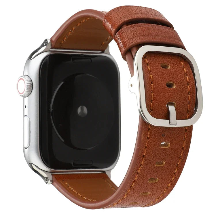現代風格扣環真皮錶帶，適用於 Apple Watch Series 7 41mm / 6 & SE & 5 & 4 40mm / 3 & 2 & 1 38mm，適用於 Apple Watch Series 7 45mm / 6 & SE & 5 & 4 44mm / 3 & 2 & 1 42mm