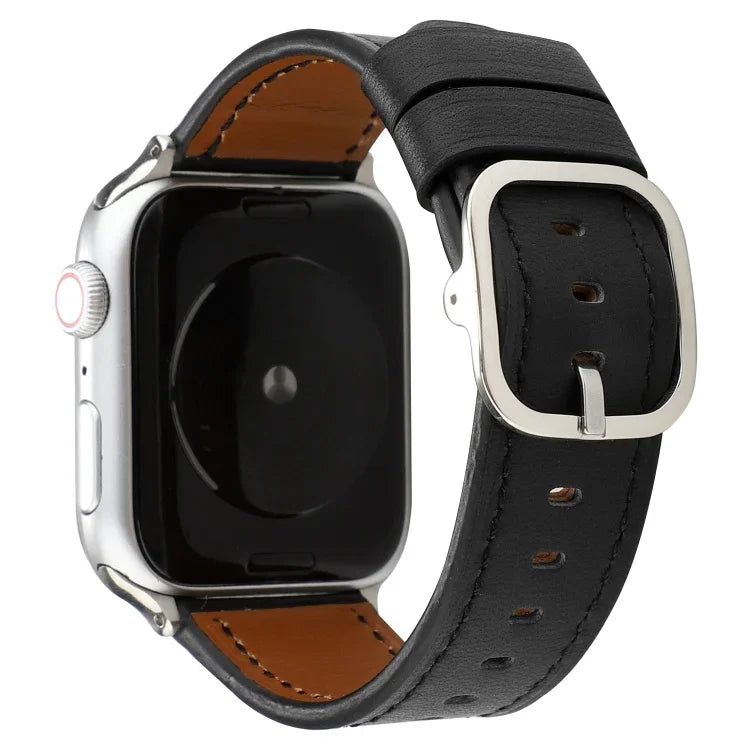 現代風格扣環真皮錶帶，適用於 Apple Watch Series 7 41mm / 6 & SE & 5 & 4 40mm / 3 & 2 & 1 38mm，適用於 Apple Watch Series 7 45mm / 6 & SE & 5 & 4 44mm / 3 & 2 & 1 42mm