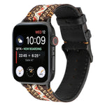 民族風真皮錶帶，適用於 Apple Watch Series 7 41mm / 6 & SE & 5 & 4 40mm / 3 & 2 & 1 38mm，適用於 Apple Watch Series 7 45mm / 6 & SE & 5 & 4 44mm / 3 & 2 & 1 42mm