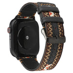 民族風真皮錶帶，適用於 Apple Watch Series 7 41mm / 6 & SE & 5 & 4 40mm / 3 & 2 & 1 38mm，適用於 Apple Watch Series 7 45mm / 6 & SE & 5 & 4 44mm / 3 & 2 & 1 42mm