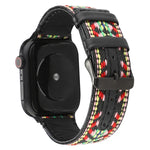 民族風真皮錶帶，適用於 Apple Watch Series 7 41mm / 6 & SE & 5 & 4 40mm / 3 & 2 & 1 38mm，適用於 Apple Watch Series 7 45mm / 6 & SE & 5 & 4 44mm / 3 & 2 & 1 42mm