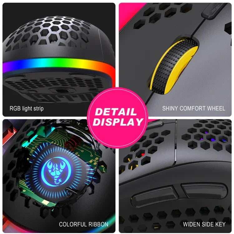 HXSJ T90 RGB 燈光三模式無線遊戲滑鼠