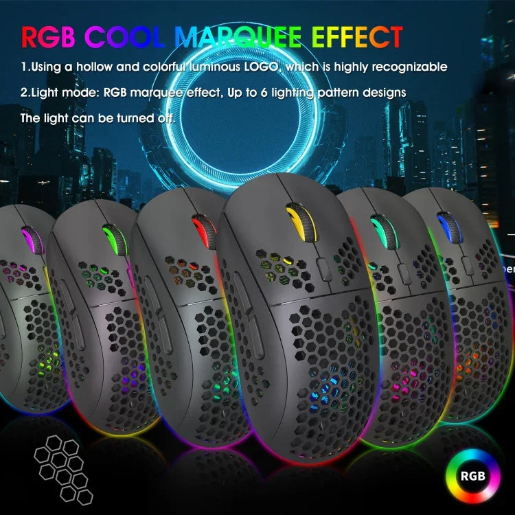 HXSJ T90 RGB 燈光三模式無線遊戲滑鼠