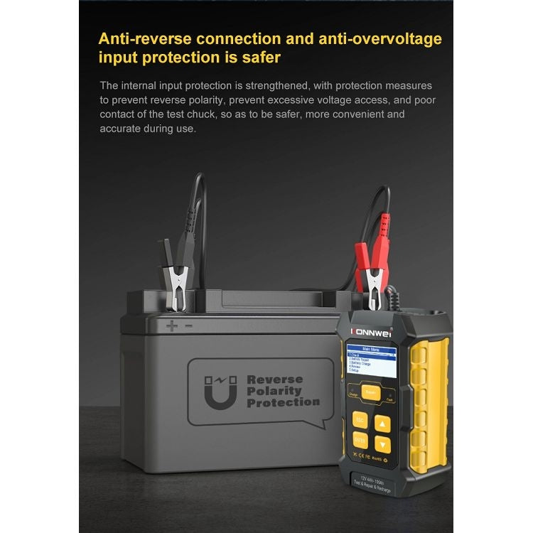 KONNWEI KW510 3 in 1 Car Battery Tester / Charger / Repairer, Support 8 Languages, KW510(EU Plug), KW510(US Plug)