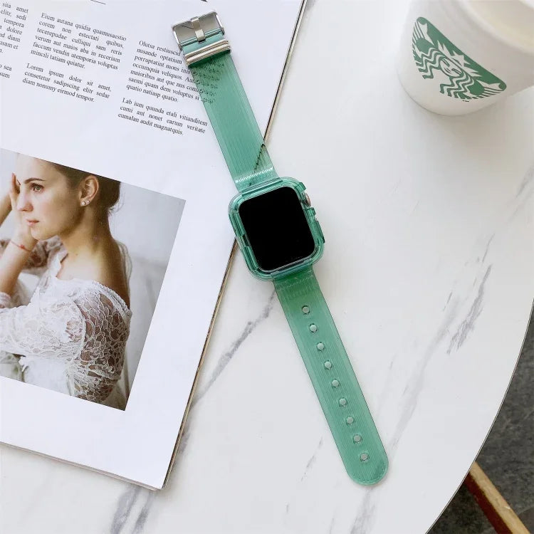 糖果色透明 TPU 錶帶 適用於 Apple Watch Series 6 & SE & 5 & 4 40mm，適用於 Apple Watch Series 7 41mm / & 6 & SE & 5 & 4 40mm