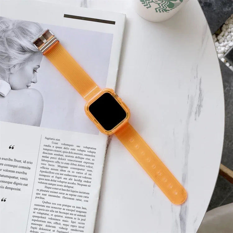 糖果色透明 TPU 錶帶 適用於 Apple Watch Series 6 & SE & 5 & 4 40mm，適用於 Apple Watch Series 7 41mm / & 6 & SE & 5 & 4 40mm