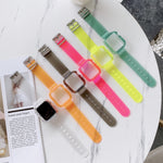 糖果色透明 TPU 錶帶 適用於 Apple Watch Series 6 & SE & 5 & 4 44mm，適用於 Apple Watch Series 7 45mm / & 6 & SE & 5 & 4 44mm