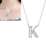 Women Fashion S925 Sterling Silver English Alphabet Pendant Necklace, C, H, K, M