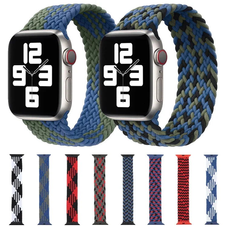 塑膠扣混色尼龍編織單圈替換錶帶，適用於 Apple Watch Series 6 & SE & 5 & 4 40mm / 3 & 2 & 1 38mm，S、M、L、XL