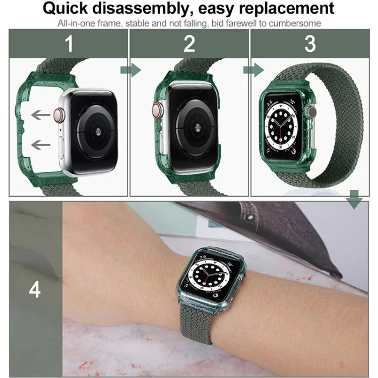 編織替換腕帶錶帶附框架，適用於 Apple Watch Series 6 & SE & 5 & 4 40mm / 3 & 2 & 1 38mm，128mm、135mm、140mm、145mm、150mm、155mm