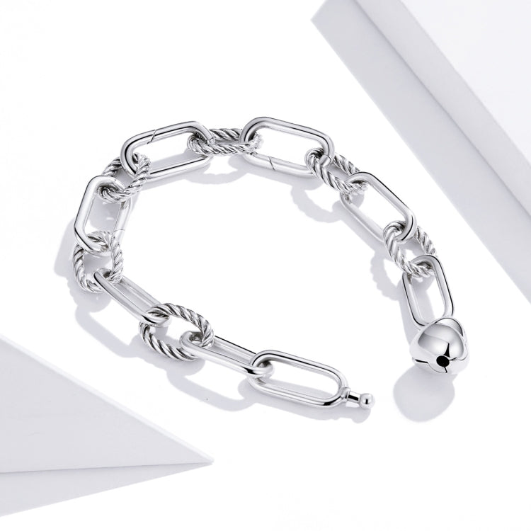S925 純銀迴紋針愛心女手鍊飾品, 17cm, 19cm