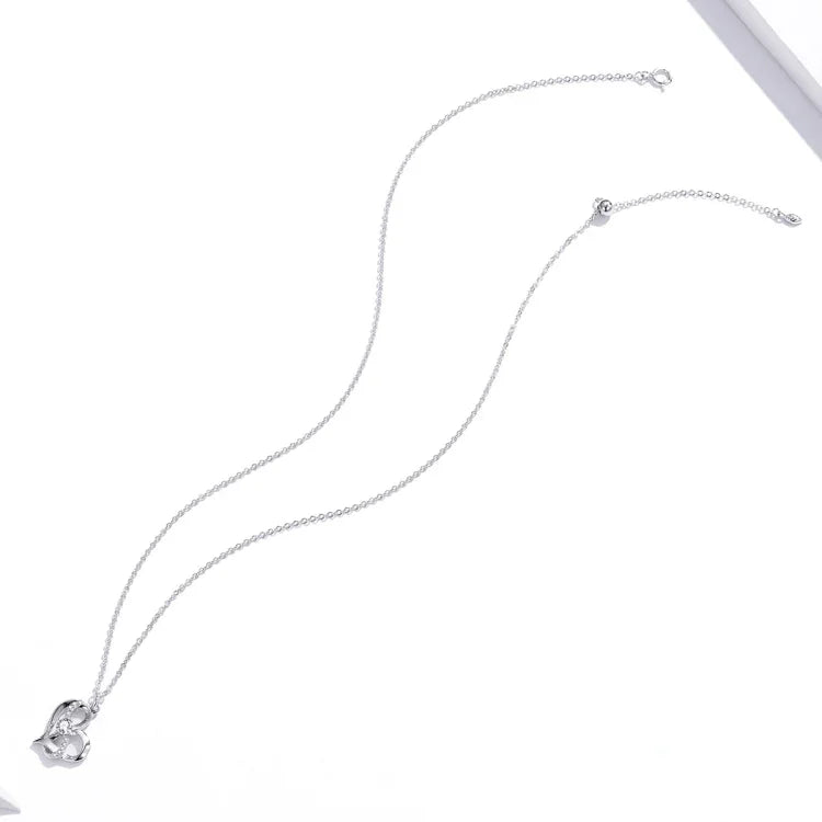 S925純銀心心相印女項鍊飾品，心心相印