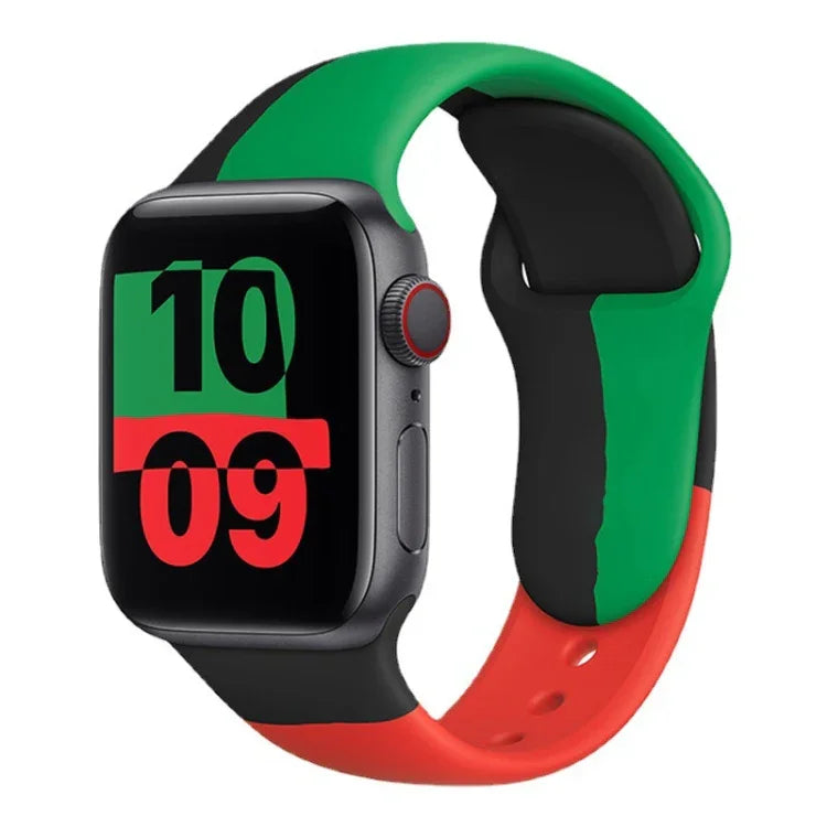 黑色 Unity 矽膠運動替換錶帶，適用於 Apple Watch Series 6 & SE & 5 & 4 40mm / 3 & 2 & 1 38mm，適用於 Apple Watch 40mm/38mm