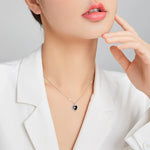 S925純銀黑心女士項鍊珠寶，黑心