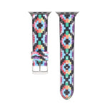 大理石民族風印花皮革錶帶，適用於 Apple Watch Series 6 & SE &、5 & 4 44mm / 3 & 2 & 1 42mm，5 & 4 40mm / 3 & 2 & 1 38mm