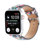 大理石民族風印花皮革錶帶，適用於 Apple Watch Series 6 & SE &、5 & 4 44mm / 3 & 2 & 1 42mm，5 & 4 40mm / 3 & 2 & 1 38mm