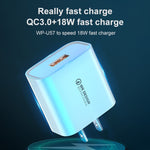 WK WP-U57 18W 快速QC3.0快充 + USB轉Type-C / USB-C數據線，美規插頭