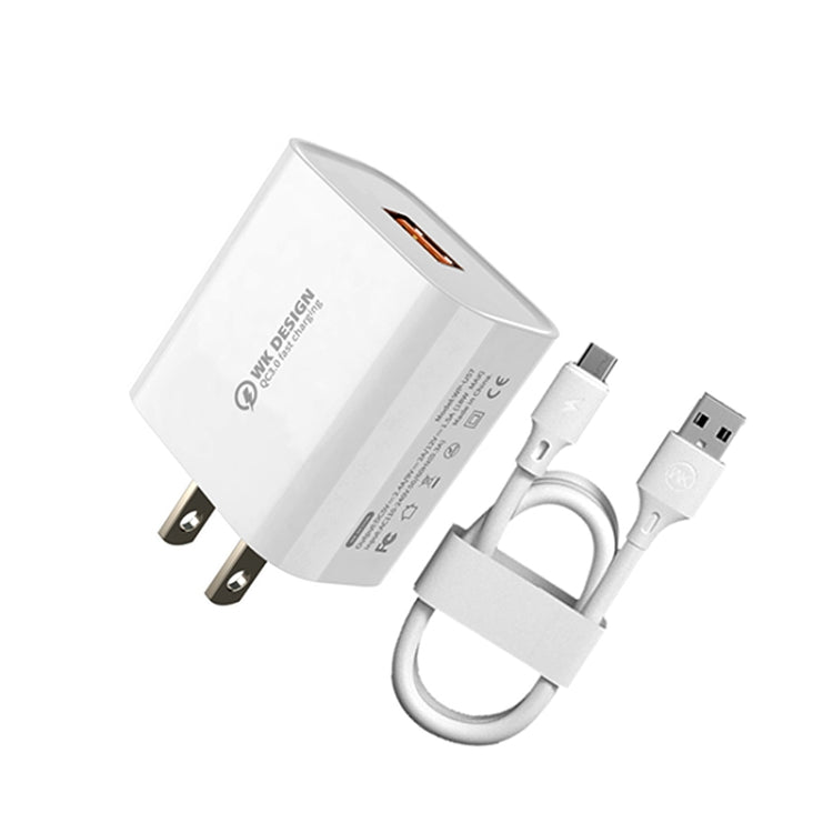 WK WP-U57 Max 18W 極速QC3.0快充 + USB轉8 Pin數據線，美規插頭，歐規插頭