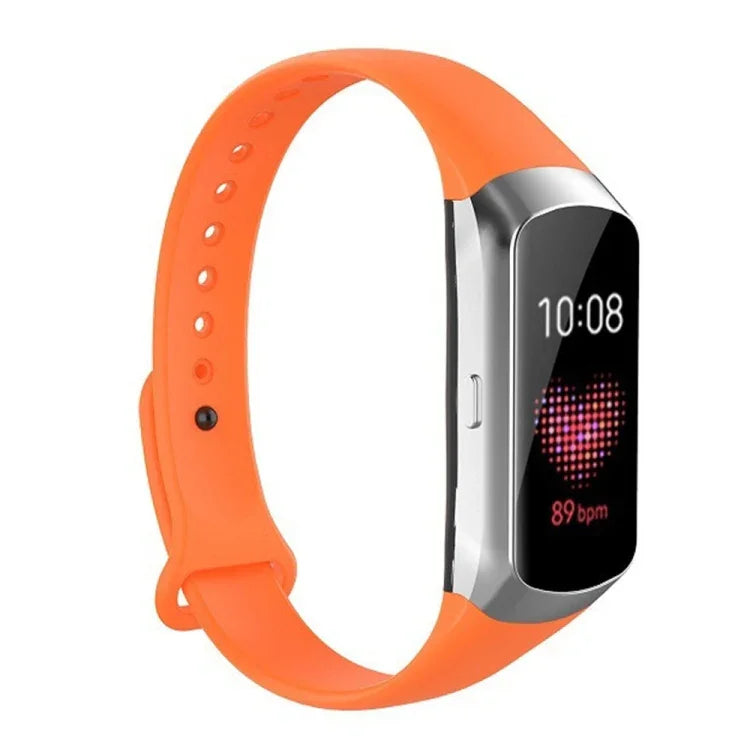 適用於 Samsung Galaxy Fit SM-R370 矽膠光面指甲按鈕替換錶帶