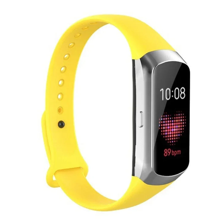 適用於 Samsung Galaxy Fit SM-R370 矽膠光面指甲按鈕替換錶帶