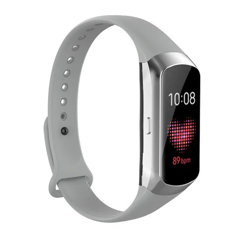 適用於 Samsung Galaxy Fit SM-R370 矽膠光面指甲按鈕替換錶帶