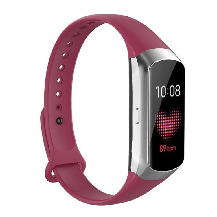 適用於 Samsung Galaxy Fit SM-R370 矽膠光面指甲按鈕替換錶帶