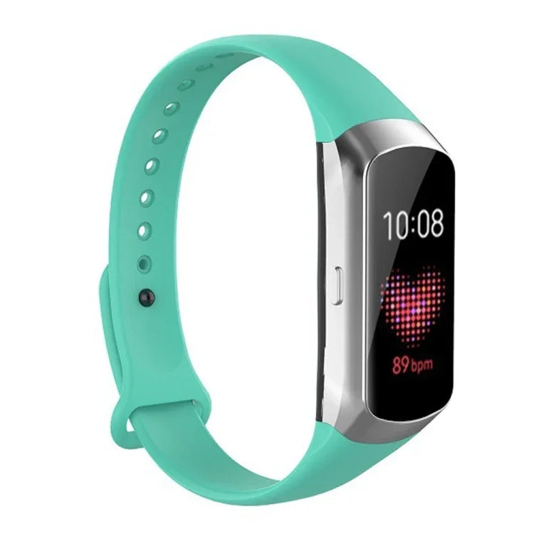 適用於 Samsung Galaxy Fit SM-R370 矽膠光面指甲按鈕替換錶帶