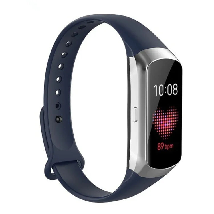 適用於 Samsung Galaxy Fit SM-R370 矽膠光面指甲按鈕替換錶帶