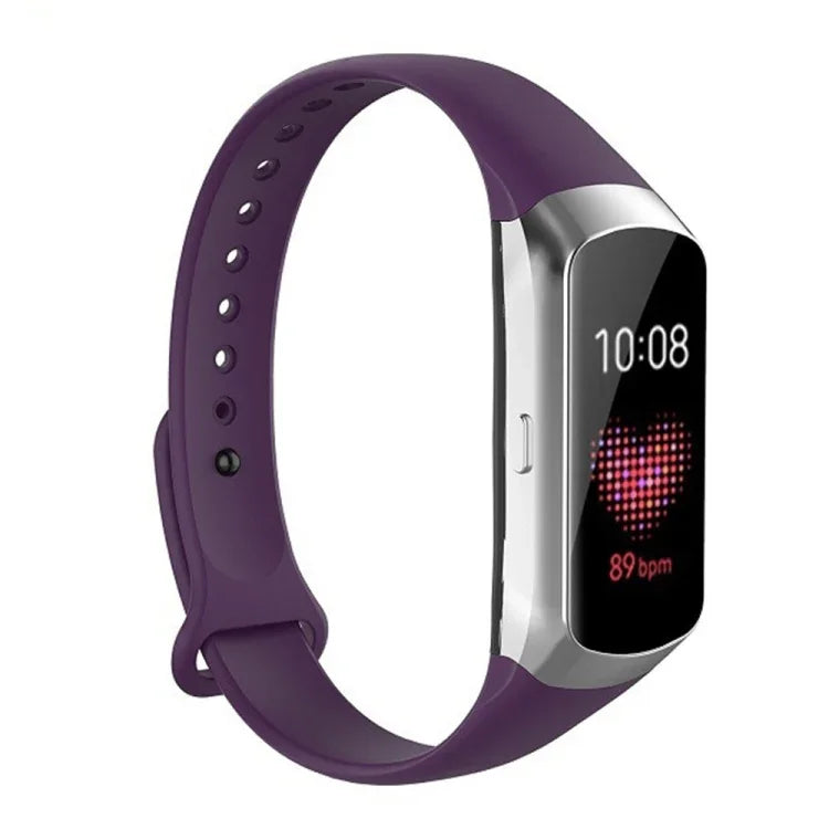 適用於 Samsung Galaxy Fit SM-R370 矽膠光面指甲按鈕替換錶帶
