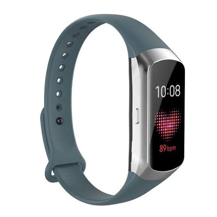 適用於 Samsung Galaxy Fit SM-R370 矽膠光面指甲按鈕替換錶帶