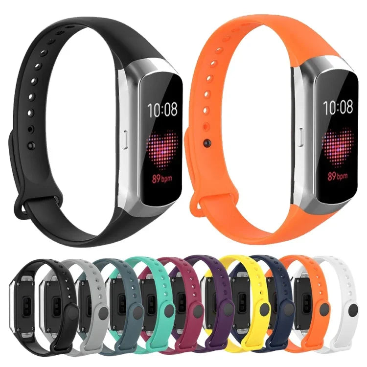 適用於 Samsung Galaxy Fit SM-R370 矽膠光面指甲按鈕替換錶帶