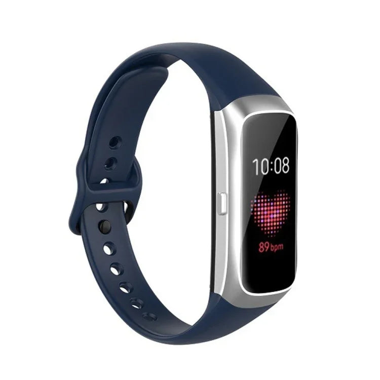 For Samsung Galaxy Fit SM-R370 Silicone Steel Shrapnel Black Buckle Replacement Strap Watchband