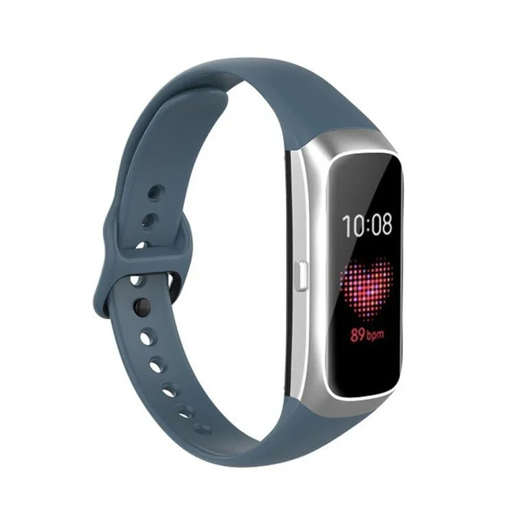 For Samsung Galaxy Fit SM-R370 Silicone Steel Shrapnel Black Buckle Replacement Strap Watchband
