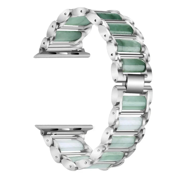 翡翠不鏽鋼錶帶，適用於 Apple Watch Ultra 49mm / Series 8&7 45mm / SE 2&6&SE&5&4 44mm / 3&2&1 42mm，適用於 Apple Watch Series 8&7 41mm / SE 2&6&SE&5&4 40mm / 3&2&1 38mm，適用於 Apple Watch Series 7 41mm / 6 & SE & 5 & 4 40mm / 3 & 2 & 1 38mm