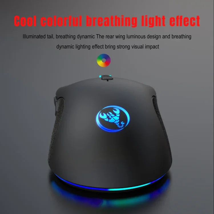 HXSJ A883 7 鍵 6400DPI RGB 燈光機械遊戲有線滑鼠