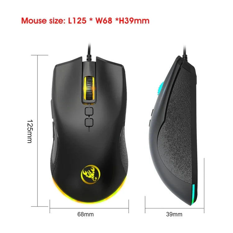 HXSJ A883 7 鍵 6400DPI RGB 燈光機械遊戲有線滑鼠