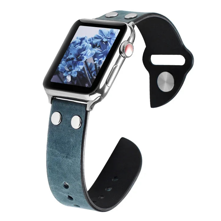 皮革刀鋒錶帶，適用於 Apple Watch Ultra 49mm / Series 8&7 45mm / SE 2&6&SE&5&4 44mm / 3&2&1 42mm，適用於 Apple Watch Series 8&7 41mm / SE 2&6&SE&5&4 40mm / 3&2&1 38mm