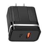 RSY USB + USB-C / Type-C 雙埠快速充電旅行充電器，美規插頭，歐規插頭