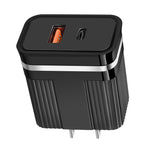 RSY USB + USB-C / Type-C 雙埠快速充電旅行充電器，美規插頭，歐規插頭
