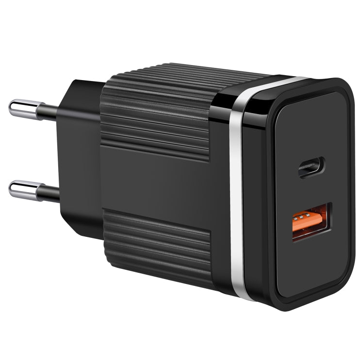 RSY USB + USB-C / Type-C 雙埠快速充電旅行充電器，美規插頭，歐規插頭